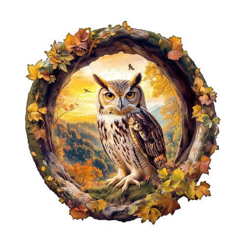 KAAYEE Herbst-Eule Holzpuzzle Erwachsene, Unregelmäßige Holz Puzzle Erwachsene, Einzigartige TierföRmige Holzpuzzles, Einzigartige Puzzle, mit Geschenkbox aus Holz KAAYEE Herbst-Eule Holzpuzzle Erwachsene, Unregelmäßige Holz Puzzle Erwachsene, Einzigartige TierföRmige Holzpuzzles, Einzigartige Puzzle, mit Geschenkbox aus Holz von KAAYEE
