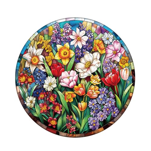 KAAYEE Holzpuzzle Erwachsene, 100 Teile Buntglas-Blumen Unregelmäßige Puzzle Holz Erwachsene, Einzigartige TierföRmige Holzpuzzles, Einzigartige Puzzle, mit Geschenkbox aus Holz KAAYEE Holzpuzzle Erwachsene, 100 Teile Buntglas-Blumen Unregelmäßige Puzzle Holz Erwachsene, Einzigartige TierföRmige Holzpuzzles, Einzigartige Puzzle, mit Geschenkbox aus Holz von KAAYEE