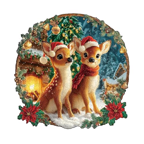 KAAYEE Holzpuzzle Erwachsene, 100 Weihnachtshirsch-Kombination Unregelmäßige Puzzle Holz Erwachsene, Einzigartige TierföRmige Holzpuzzles, Einzigartige Puzzle, mit Geschenkbox aus Holz KAAYEE Holzpuzzle Erwachsene, 100 Weihnachtshirsch-Kombination Unregelmäßige Puzzle Holz Erwachsene, Einzigartige TierföRmige Holzpuzzles, Einzigartige Puzzle, mit Geschenkbox aus Holz von KAAYEE