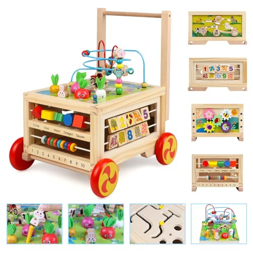 KABENFIS Holz Activity Cube mit Rädern für Jungen und Mädchen von KABENFIS