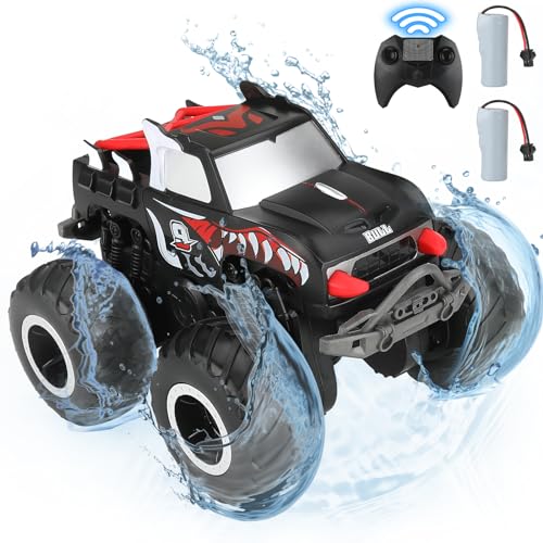 Amphibienfahrzeug Ferngesteuertes Auto 1:20 RC Monster Truck 4WD Wasserdicht Geländewagen 2.4GHz All Terrain Offroad RC Truck Spielzeug Geschenk für Jungen ab 6 7 8 9 10 Jahre (rot) von KADAYAYA