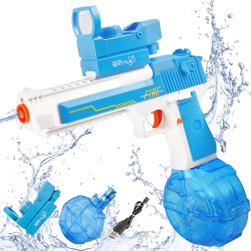KADAYAYA Automatische Wasserpistole Spielzeug, Elektrisch Wasserblastern für Kinder 6 7 8, Wasserspritz für Jungen Mädchen 3 4 5 Jahre Wasserspritzpistolespielzeug für Sommer Schwimmbad (Blau) von KADAYAYA