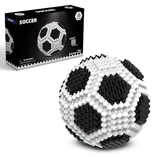 KADELE Fußball Baustein Set, Erwachsene herausfordernde STEM Block Dekorationen, Miniatur 3D Bildungsspielzeug für Alter 16 und höher, (437 Stücke) von KADELE