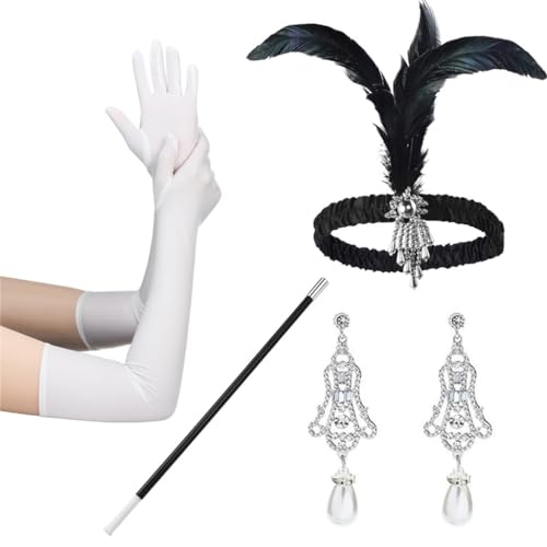 KADSXIYA 20er Jahre Flapper Frauenkostüm Gatsby Party Wear Haarband Ohrringe Zigaretten Halter von KADSXIYA