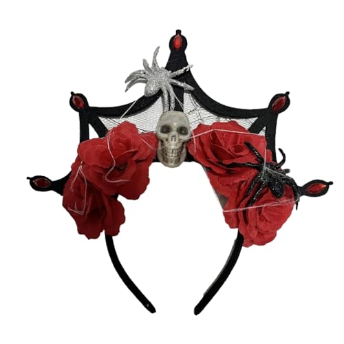 KADSXIYA Dunkelblut Skelett Rose Kopfbedeckung Halloween Party Kostüm Gothic Schädel von KADSXIYA