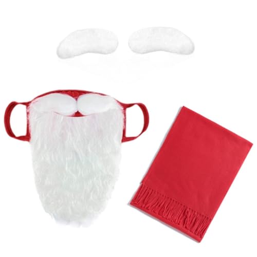 KADSXIYA Weihnachtsmütze Schal Augenbrauen Santa Maske für Erwachsene Weihnachten Cosplay Kostüm von KADSXIYA