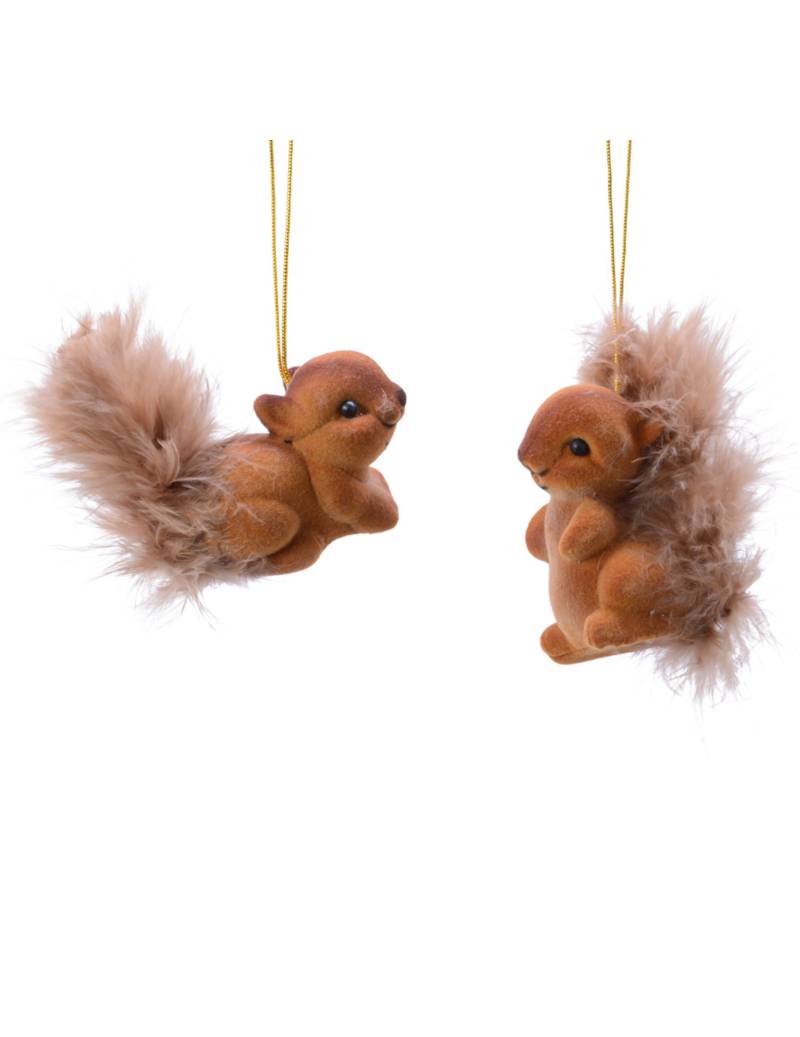 Eichhörnchen-Anhänger Christbaumschmuck 2-Stück braun 4-6 cm von KAEMING B.V.