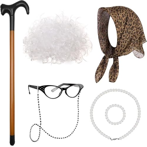 KAHDGSS 100 Jahre Oma Outfit Cosplay Perücken Mädchen Realistische alte Dame Perücken Kinder Rollenspiel für Bühnenauftritte und Partys Kinder Rollenspiel Kostüm KAHDGSS 100 Jahre Oma Outfit Cosplay Perücken Mädchen Realistische alte Dame Perücken Kinder Rollenspiel für Bühnenauftritte und Partys Kinder Rollenspiel Kostüm von KAHDGSS