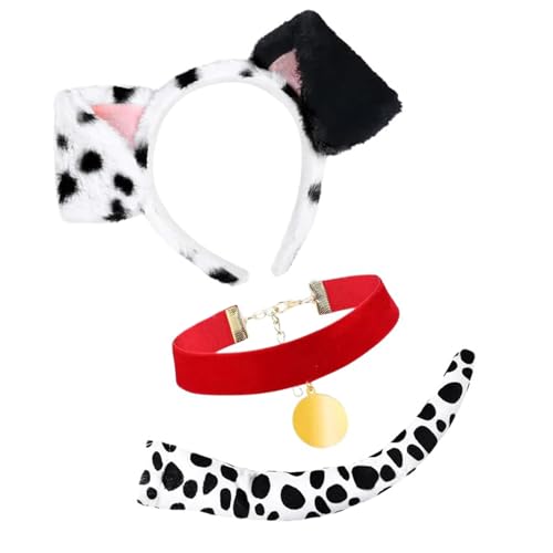 KAHDGSS 3-teiliges Halloween-Hundekostüm, Zubehör, Stirnband, Schwanz, Hundehalsband, Tier-Kostüm, für Kinder, Erwachsene, Cosplay von KAHDGSS