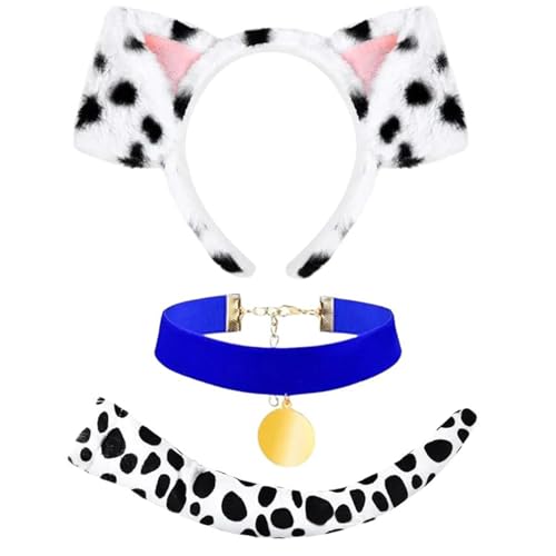 KAHDGSS 3-teiliges Halloween-Hundekostüm, Zubehör, Stirnband, Schwanz, Hundehalsband, Tier-Kostüm, für Kinder, Erwachsene, Cosplay von KAHDGSS