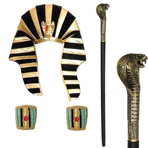 KAHDGSS Ägyptisches Kostüm, Schlangenperlen, Prinzessinnen-Stirnbänder, Gürtel, Halsbänder, Halsband für Damen, Herren, ägyptisches Halloween KAHDGSS Ägyptisches Kostüm, Schlangenperlen, Prinzessinnen-Stirnbänder, Gürtel, Halsbänder, Halsband für Damen, Herren, ägyptisches Halloween von KAHDGSS