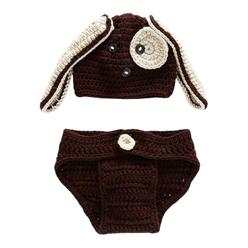 KAHDGSS Baby Photoshooting Requisiten Hunde Outfit Gestrickt Langohr Shorts Set Foto Posen Requisiten Neugeborene Fotografie Kostüm 2in1 von KAHDGSS