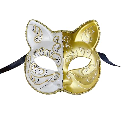 KAHDGSS Cats Face Maske Halloween Animal Maske Für Frauen Mann Maskerade Party Cosplay Party Halloween Katzen Maske Masquerade Maske von KAHDGSS