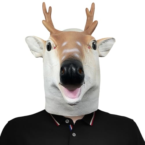 KAHDGSS Deer Maske Animal Head Helme Giraffe Maske Spotted Hirsch Voll Über Kopfmaske Cosplay Kostüm Cervus Gesichtsmaske Geschenke von KAHDGSS