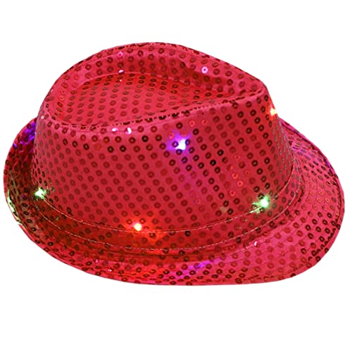 KAHDGSS Fedora-Hut mit Lichtern für Karneval, Motto-Party, Fedora-Hut, Zubehör für Kinder, Blingbling, Show, Tanz von KAHDGSS