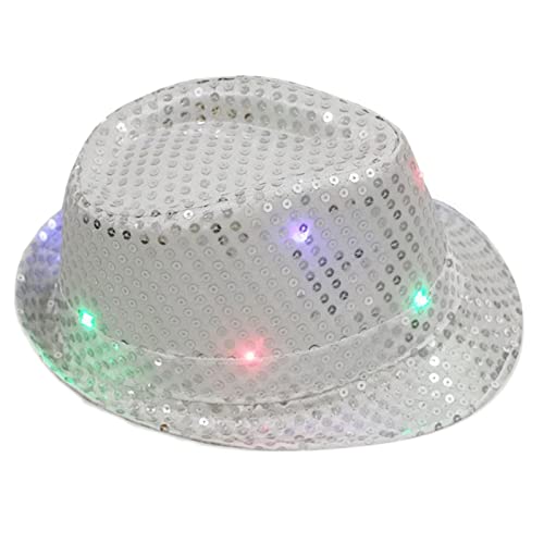 KAHDGSS Fedora-Hut mit Lichtern für Karneval, Motto-Party, Fedora-Hut, Zubehör für Kinder, Blingbling, Show, Tanz von KAHDGSS