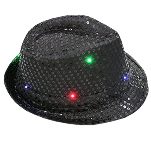 KAHDGSS Fedora-Hut mit Lichtern für Karneval, Motto-Party, Fedora-Hut, Zubehör für Kinder, Blingbling, Show, Tanz von KAHDGSS