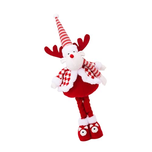 KAHDGSS Festival Gestreifte Mütze Weihnachtsmann Schneemann Hirsch Stehende Plüschpuppen Dehnbar Lange Bein Figur Spielzeug für Weihnachten Home Decor von KAHDGSS