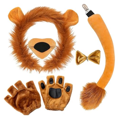 KAHDGSS Halloween-Cosplay-Kostüm-Set, Ohr, Haarband, Schwanz, Rock, Fliege, Tier-Kostüm, für Kinder, Cosplay von KAHDGSS