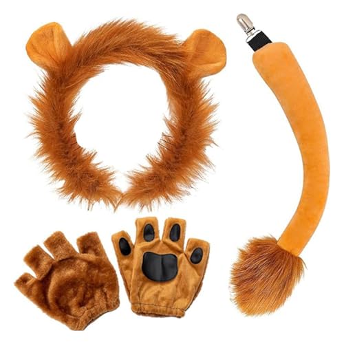 KAHDGSS Halloween-Cosplay-Kostüm-Set, Ohr, Haarband, Schwanz, Rock, Fliege, Tier-Kostüm, für Kinder, Cosplay von KAHDGSS