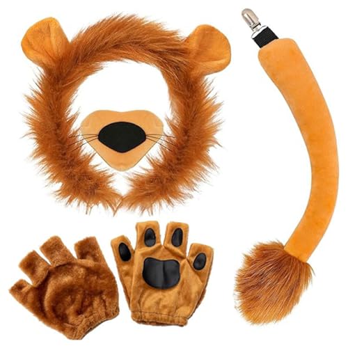 KAHDGSS Halloween-Cosplay-Kostüm-Set, Ohr, Haarband, Schwanz, Rock, Fliege, Tier-Kostüm, für Kinder, Cosplay von KAHDGSS