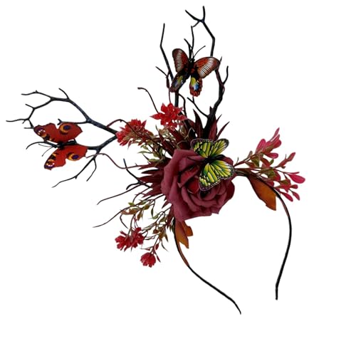 KAHDGSS Halloween-Haarreif für Damen, realistischer Schmetterling, Blumen-Haar-Accessoire für Kostümpartys von KAHDGSS