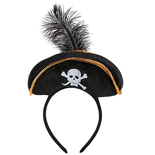 KAHDGSS Halloween Piraten Stirnband Piratenhut Stirnband Halloween Haarreifen Pirat Cosplay Kopfschmuck Tag der Toten Stirnband von KAHDGSS