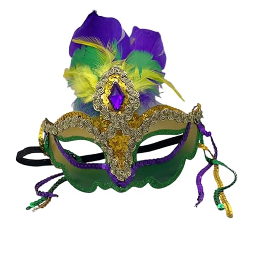 KAHDGSS Kostümmaske Federn Maskerade Ballmaske Halloween Mardi Gras Cosplay Party Masque Venezianische Maske Halbe Gesichtsmaske Requisiten von KAHDGSS