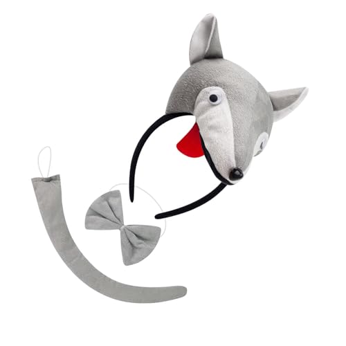 KAHDGSS Rollenspiel-Outfit für Kinder, Wolf, Schwanz, Stirnband, Fliege, Rock, Tierkostüm, Zubehör für Kinder, Halloween, Rollenspiel, Polyester-Kostüm-Set KAHDGSS Rollenspiel-Outfit für Kinder, Wolf, Schwanz, Stirnband, Fliege, Rock, Tierkostüm, Zubehör für Kinder, Halloween, Rollenspiel, Polyester-Kostüm-Set von KAHDGSS