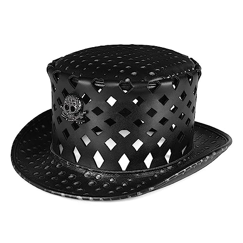 KAHDGSS Steampunk-Hut für Damen, Halloween, Party, Kostüm, Cosplay, Gothic-Accessoire, Ausschnitt, schwarzer Hut für Herren mit Totenkopf von KAHDGSS