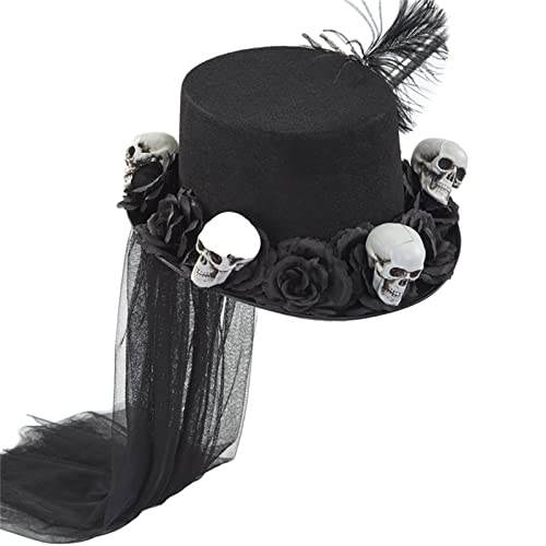 KAHDGSS Steampunk Time Hat Steampunk Zylinder Steampunk Hüte für Frauen mit Schleier Halloween Party Steampunk Goth Zylinder von KAHDGSS