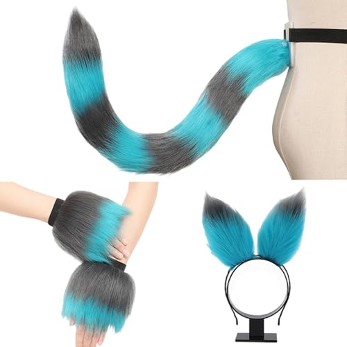 KAHDGSS Tierkostüm-Zubehör-Set, Tierohr-Stirnband, pelziger Schwanz und Handgelenkmanschetten für Damen, Maskerade, Halloween, Cosplay KAHDGSS Tierkostüm-Zubehör-Set, Tierohr-Stirnband, pelziger Schwanz und Handgelenkmanschetten für Damen, Maskerade, Halloween, Cosplay von KAHDGSS