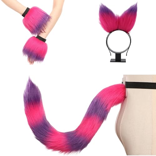 KAHDGSS Tierkostüm-Zubehör-Set, Tierohr-Stirnband, pelziger Schwanz und Handgelenkmanschetten für Damen, Maskerade, Halloween, Cosplay KAHDGSS Tierkostüm-Zubehör-Set, Tierohr-Stirnband, pelziger Schwanz und Handgelenkmanschetten für Damen, Maskerade, Halloween, Cosplay von KAHDGSS