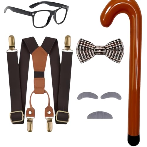 Kinder Old Man Cosplay Accessoire Mit Bart Augenbrauen Bowtie Brillen Hosenträger Spielzeug Cane Halloween Opa Kostüm Für Boy Großvater Rollenspiel Set Kinder Old Man Cosplay Accessoire Mit Bart Augenbrauen Bowtie Brillen Hosenträger Spielzeug Cane Halloween Opa Kostüm Für Boy Großvater Rollenspiel Set von KAHDGSS