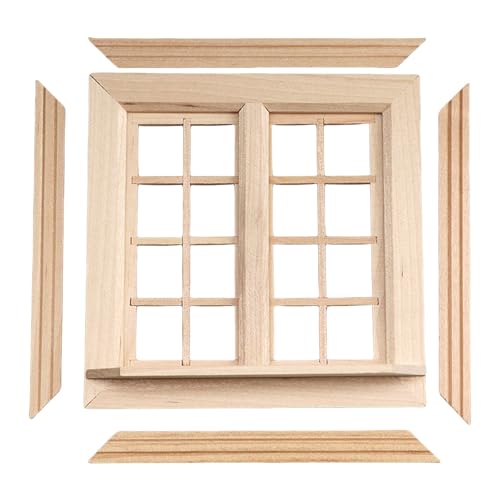 Kinder-Puppenhäuser-Möbel, stabiles Holz-Fensterpaneel, Designs in 1 12 Miniatur-Maßstab, Moder Heimdekoration, Miniatur-Holzmöbel Kinder-Puppenhäuser-Möbel, stabiles Holz-Fensterpaneel, Designs in 1 12 Miniatur-Maßstab, Moder Heimdekoration, Miniatur-Holzmöbel von KAHDGSS