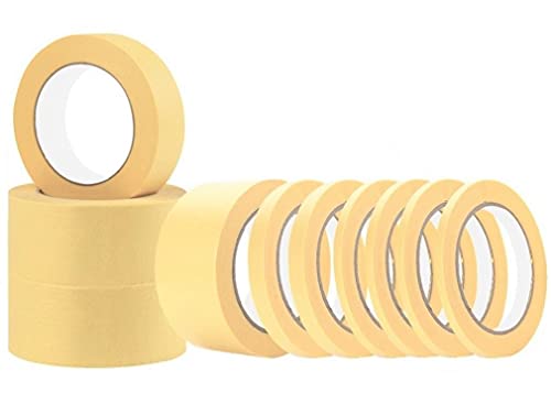 KAHEIGN 10 Rollen Kreppband Malerband für Malerarbeiten, 10mm 20mm 30mm 50mm x 20m Klebeband Masking Tape für Abdeck- und Malerarbeiten, Malerkrepp für Bastelarbeiten Sprühlackieren von KAHEIGN