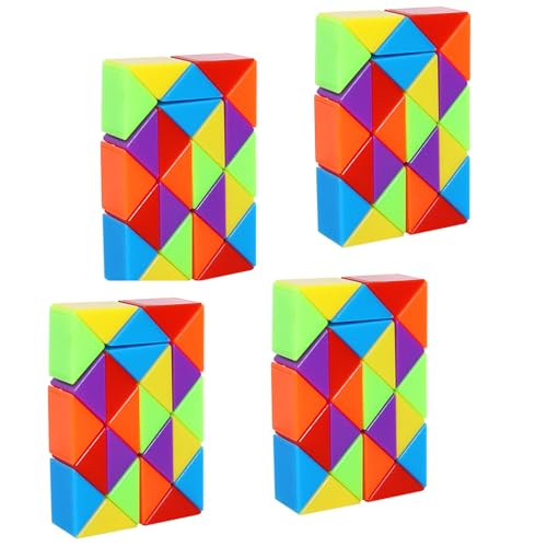 Blöcke Magische Schlangenwürfel,4er Pack Mini Magic Schlangen Würfel Kunststoff Magische Geschwindigkeit Würfel für Kinder Intelligenz Entwicklung Party Tasche Füllstoffe Party Favor Muticolor von KAIAIWLUO