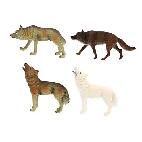 KAILIKETIY 4 Stück Simulation Grauer Wolf für kinderspielzeug spielzeuge für Simuliertes graues Wolfsmodell Toys Kid Toys Plastikmodell realistische Modelle PVC von KAILIKETIY