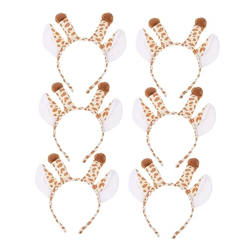 KAILIKETIY 6st Tierisches Stirnband Giraffe Kostüm Kopfbedeckung Haarband Mit Tierohren Halloween-tierkopfbedeckung Karikatur Bärenkostüm Leopard Haarschmuck Für Damen Roboter-stirnband Stoff von KAILIKETIY