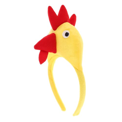 KAILIKETIY Hahn Stirnband Lustige Tierhaaraccessoires Festliches Haarschmuck Huhn Cosplay Tierhaarband Tierkopfband für Dress-Up Cosplay-Kopfbedeckung Cartoon-Stirnbänder Plüsch Yellow von KAILIKETIY