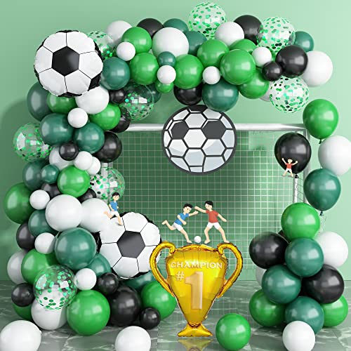 Fussball Deko Geburtstag Jungen, Fussball Luftballon Girlande Geburtstag, Ballon Grün Weiß Gold Trophäen Luftballons Schwarz Latexballons Konfetti GrüN füR Fussball Deko Geburtstag Kinder Babyparty von KAINSY