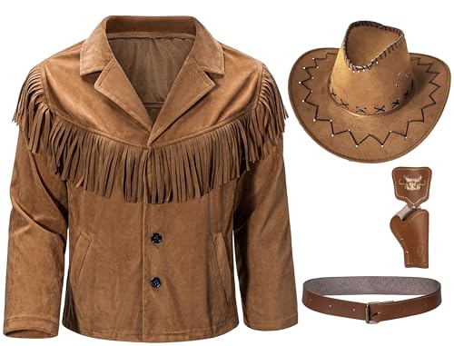 KAIPUTE Cowboy-Kostüm für Kinder, Jacke für Jungen und Mädchen, Western-Rollenspiel, Halloween, Party, Cosplay, 11–12 Jahre von KAIPUTE