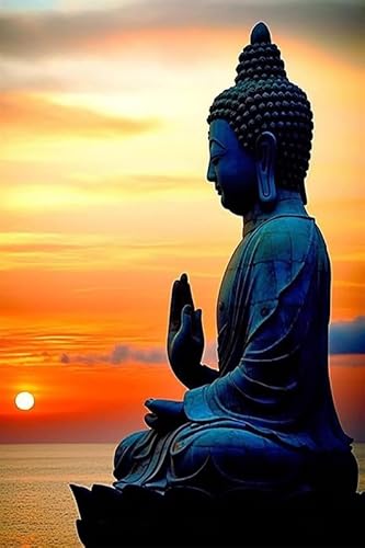 Buddha-Statue Bei Sonnenuntergang - 5000-Teiliges Puzzle, Kunstsammlung, Puzzle, Jedes Teil, Lustiges Puzzle, Kreatives Festival von KAIXIUPuzzle