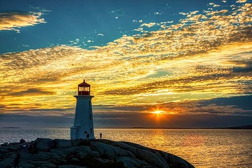 Sunset Lighthouse - 300-Teiliges Puzzle Für Positives Denken, Partyunterhaltung, Interaktives Familienspaß-Puzzle, Unterhaltungsspielzeug Für Erwachsene von KAIXIUPuzzle