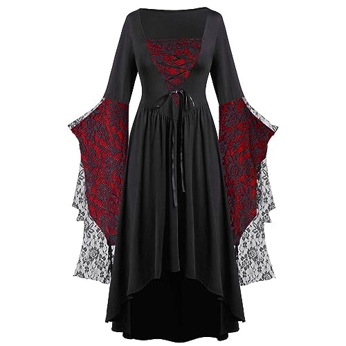 KAIXLIONLY Mittelalter Kleid Damen Halloween Karneval Kostüm Cosplay Outfit Retro Maxikleid Viktorianisches Kostüm Festival Outfit Mittelalterkleid Partykleid Ballkleid Costume Cosplay von KAIXLIONLY