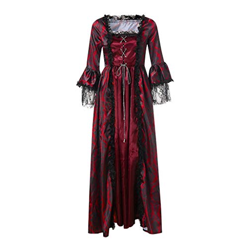 KAIXLIONLY Mittelalter Kleidung Damen Partykleid Ballkleid Cosplay Outfit Festival Outfit Viktorianisches Kostüm Retro Maxikleid Costume Cosplay Halloween Karneval Kostüm Mittelalterkleid von KAIXLIONLY