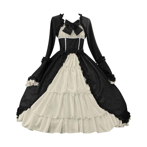 KAIXLIONLY Mittelalter Kleidung Damen Retro Maxikleid Gothic Cosplay Outfit Halloween Karneval Kostüm Viktorianisches Kostüm Partykleid Ballkleid Mittelalterkleid Festival Outfit Costume Cosplay von KAIXLIONLY