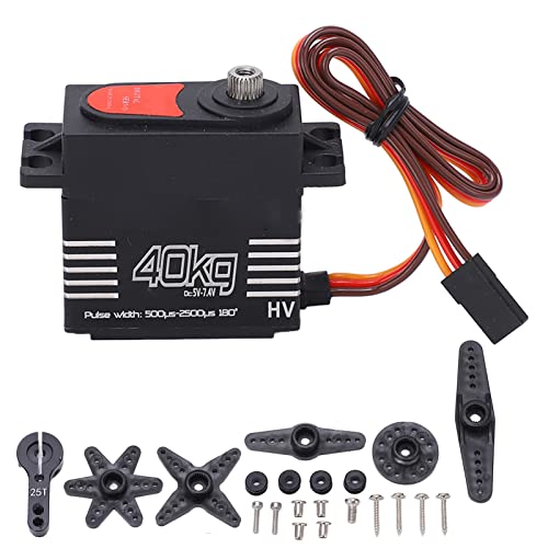 KAKAKE RC Motor Servo, RC Digital Motor Servo 40KG High Torque 180° Rotationswinkel Anti Interferenz 25T Metallgetriebe Digital Servo, für 1/8 1/10 RC Auto von KAKAKE