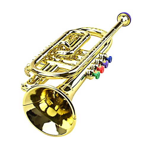 Kinder Trompete Horn Trompete Golden Coated ABS Kinder Vorschule Musik Spielzeug Instrument Gold Trompete von KAKASEA