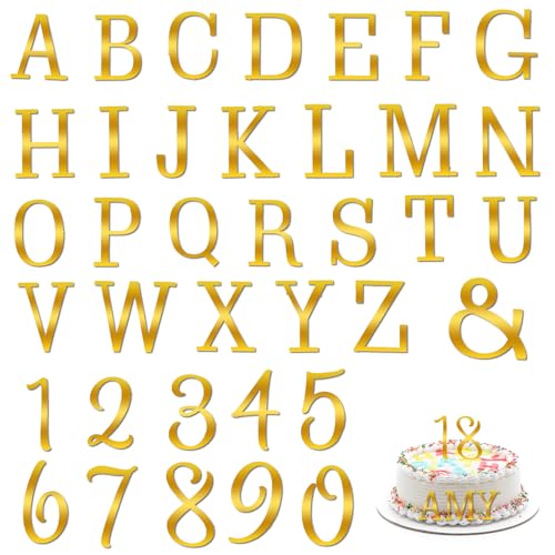 Acryl Zahlen Kuchenaufsatz, Acryl Buchstaben Kuchenaufsatz, Acryl Kuchen Alphabet Zahlen Aufsatz, Verspiegeltes Gold, DIY Cupcake Topper, Kuchenbuchstaben, Goldene Buchstaben, Acryl Buchstaben von KALIONE